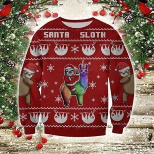 Santa Sloth Ugly Christmas Sweater