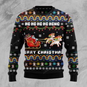 Santa Unicorn Sleigh Ugly Christmas Sweater