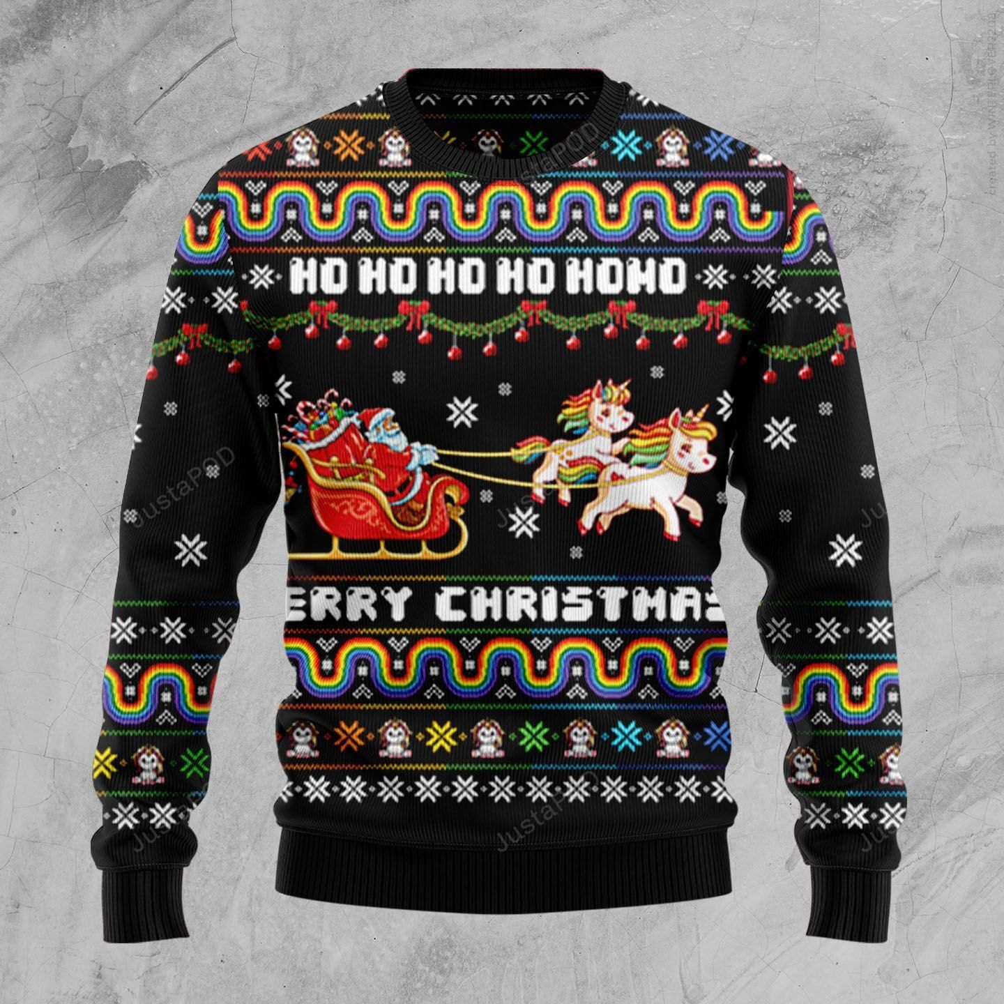 Santa Unicorn Sleigh Ugly Christmas Sweater Santa Unicorn Sleigh Ugly Christmas Sweater