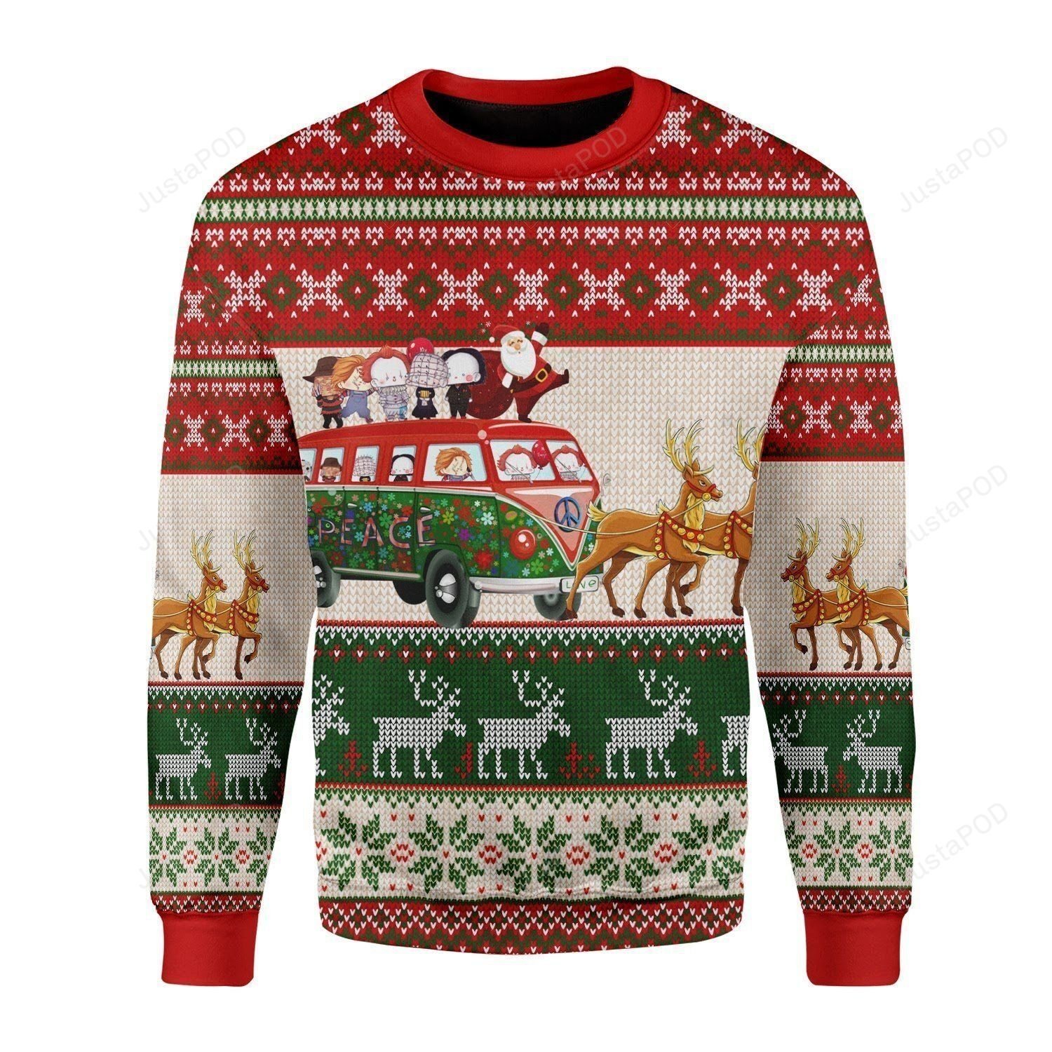 Santa With Horror Characters Ugly Christmas Sweater Santa With Horror Characters Ugly Christmas Sweater