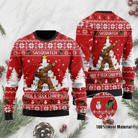Sasquatch Hide & Seek Champion Dabbing Ugly Christmas Sweater Sasquatch Hide & Seek Champion Dabbing Ugly Christmas Sweater