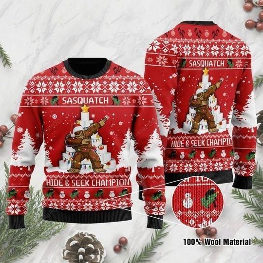 Sasquatch Hide & Seek Champion Ugly Christmas Sweater Sasquatch Hide & Seek Champion Ugly Christmas Sweater
