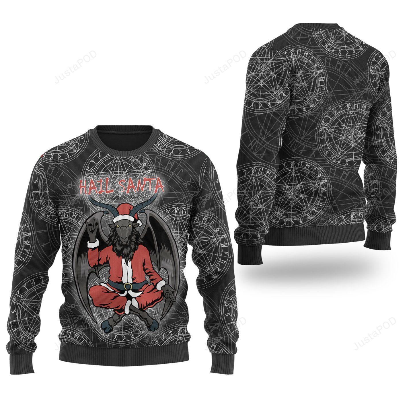 Satanic Pentagram Hail Santa Ugly Christmas Sweater Satanic Pentagram Hail Santa Ugly Christmas Sweater