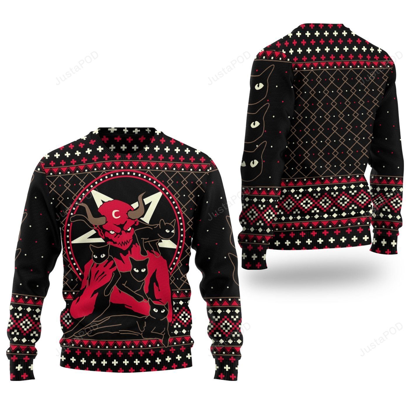 Satanic Satan Black Cat Ugly Christmas Sweater Satanic Satan Black Cat Ugly Christmas Sweater