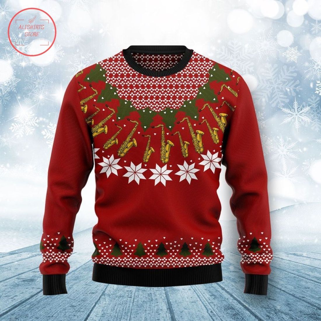 Saxophone Lover Ugly Christmas Sweater Saxophone Lover Ugly Christmas Sweater
