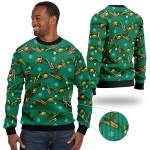Saxophones Tinsel Christmas Decoration For Sax Players And Instrument Lovers Ugly Christmas Sweater