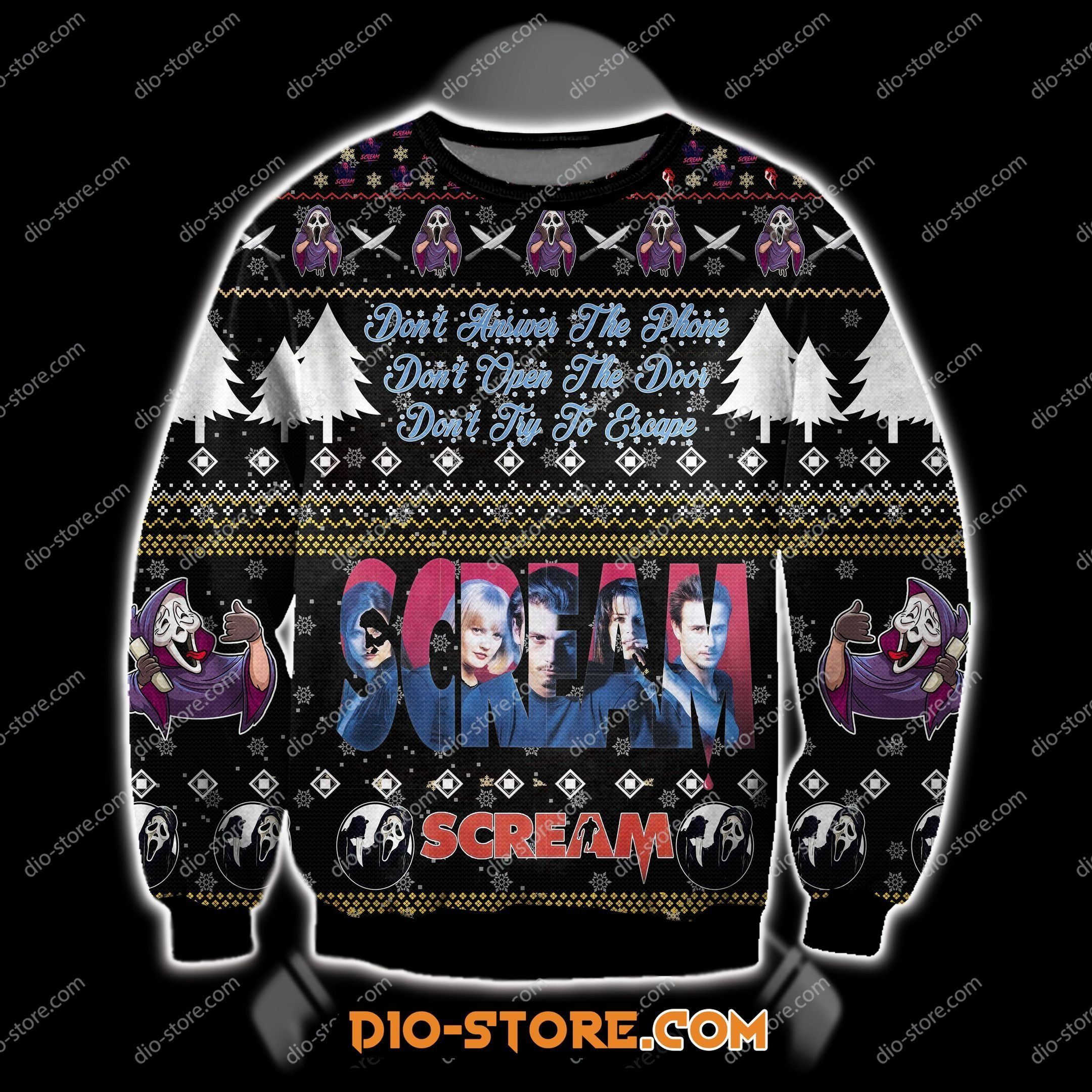 Scream 1996 3d Print Knitting Pattern Ugly Sweater Scream 1996 3d Print Knitting Pattern Ugly Sweater