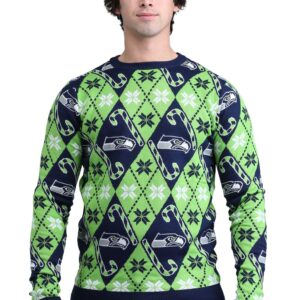 Seattle Seahawks Candy Cane Ugly Christmas Sweater