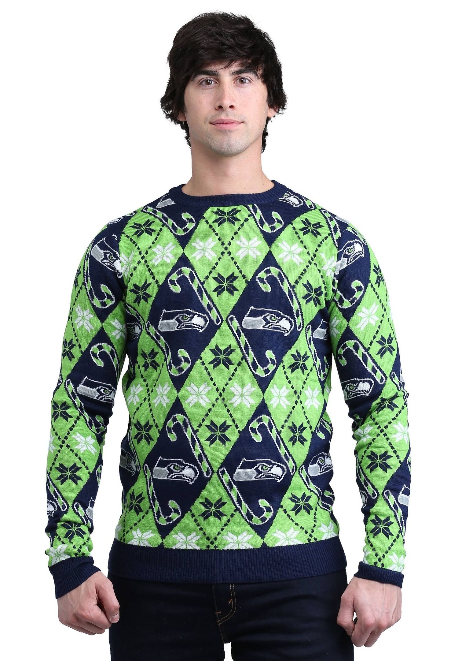 Seattle Seahawks Candy Cane Ugly Christmas Sweater Seattle Seahawks Candy Cane Ugly Christmas Sweater