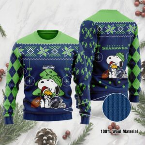 Seattle Seahawks Funny Charlie Brown Peanuts Snoopy Ugly Christmas Sweater