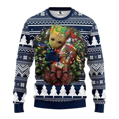 Seattle Seahawks Groot Hug Ugly Christmas Sweater Seattle Seahawks Groot Hug Ugly Christmas Sweater