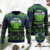 Seattle Seahawks Santa Claus In The Moon Ugly Christmas Sweater