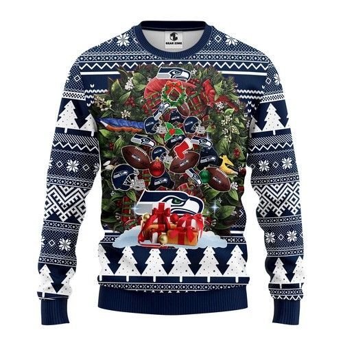 Seattle Seahawks Tree Christmas Ugly Christmas Sweater Seattle Seahawks Tree Christmas Ugly Christmas Sweater