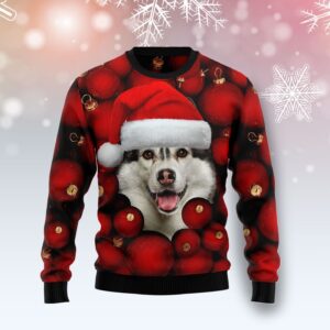 Siberian Husky Ornament For Unisex Ugly Christmas Sweater