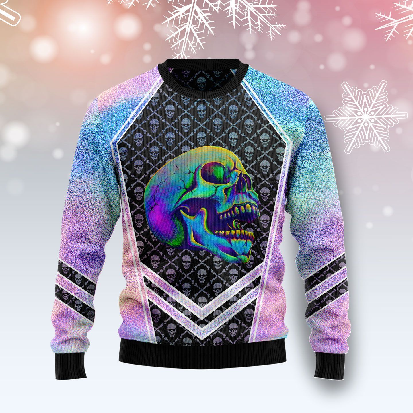 Skull Hologram Ugly Christmas Sweater Skull Hologram Ugly Christmas Sweater