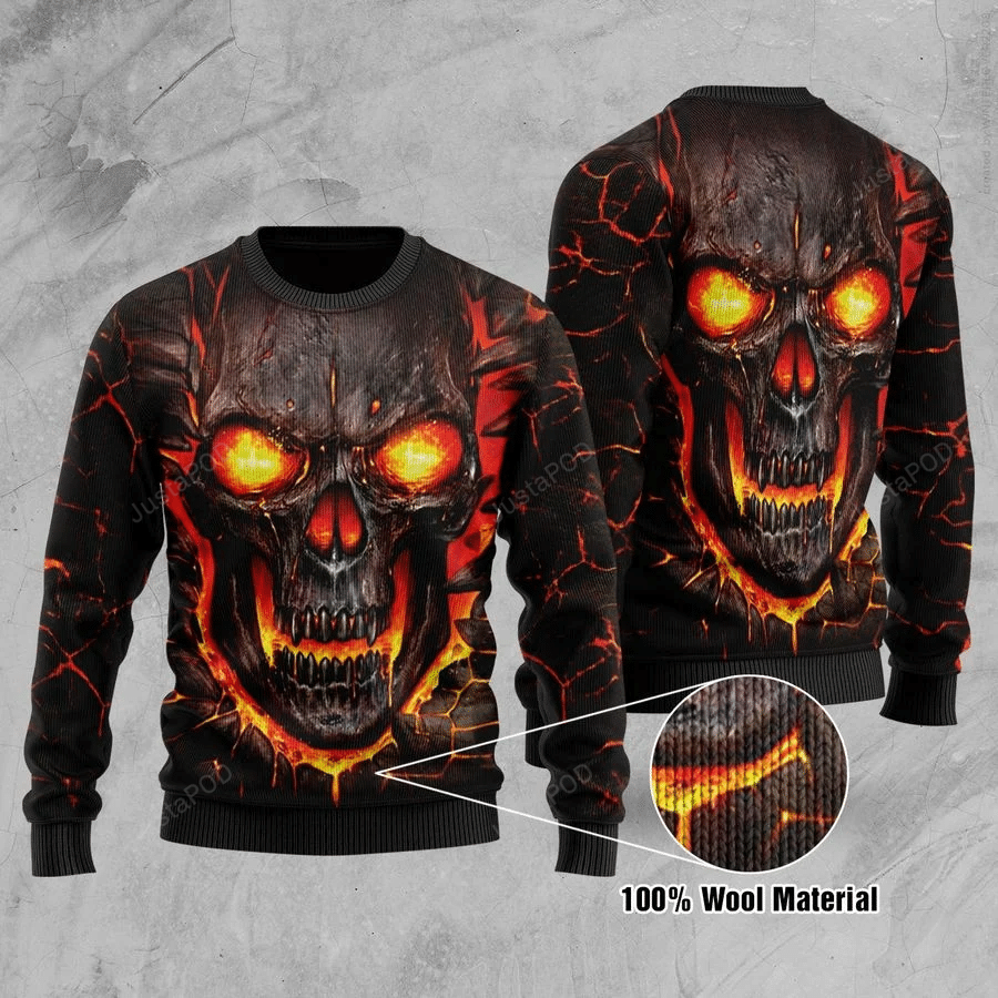 Skull Lava Light Ugly Christmas Sweater Skull Lava Light Ugly Christmas Sweater