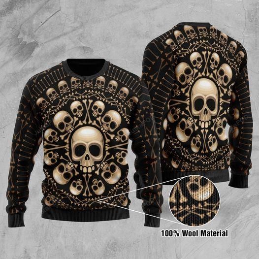 Skull Pattern Ugly Christmas Sweater Skull Pattern Ugly Christmas Sweater