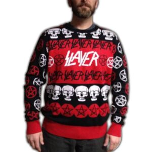 Slayer Pentagram & Skulls Adult Ugly Christmas Sweater