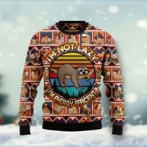 Sloth I’m Not Lazy I’m Energy Efficient Ugly Christmas Sweater