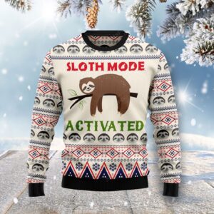 Sloth Mode Activated Ugly Christmas Sweater