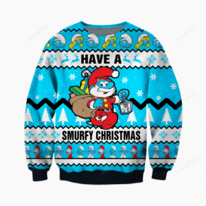 Smurfy Christmas Knitting Pattern 3d Print Ugly Sweater