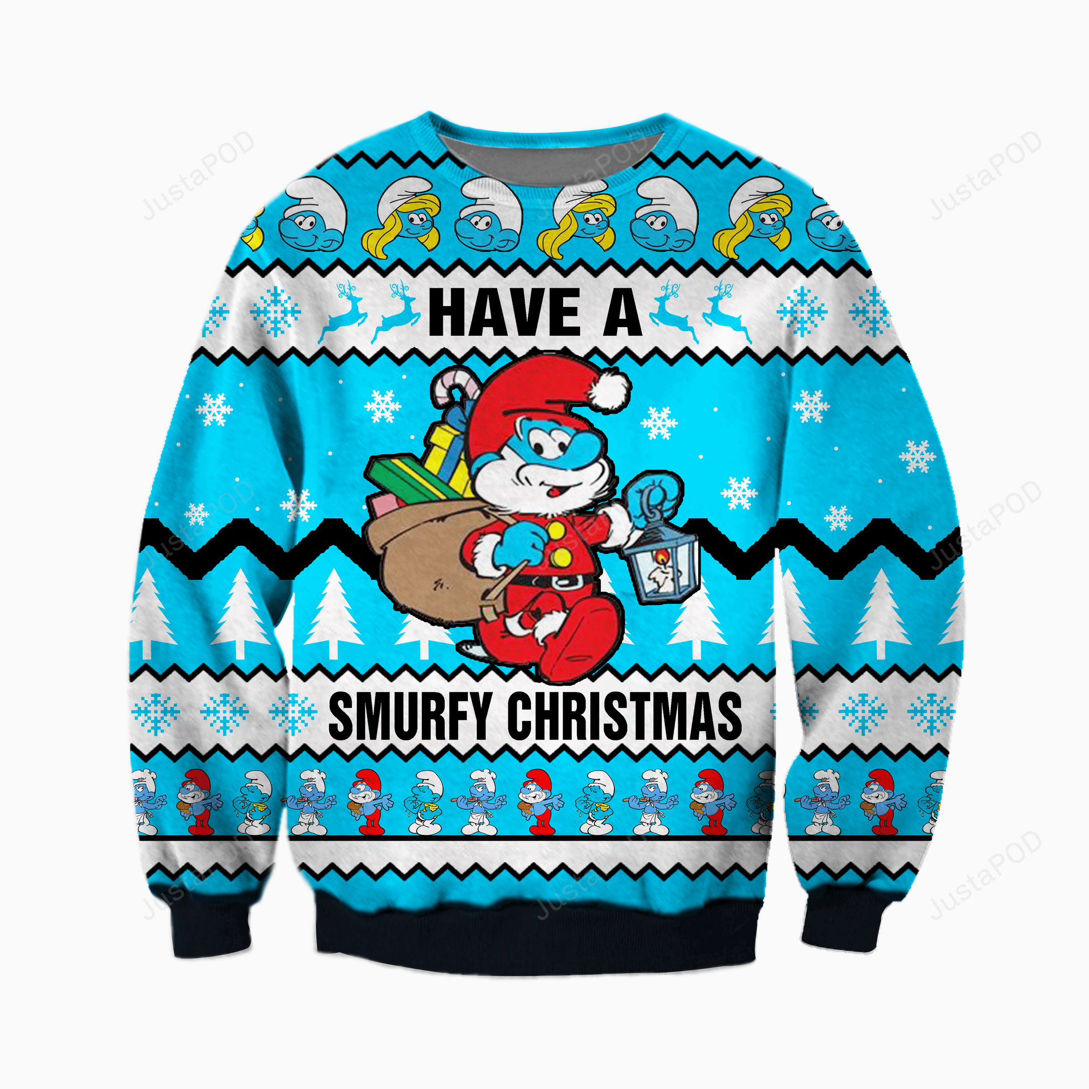 Smurfy Christmas Knitting Pattern 3d Print Ugly Sweater Smurfy Christmas Knitting Pattern 3d Print Ugly Sweater