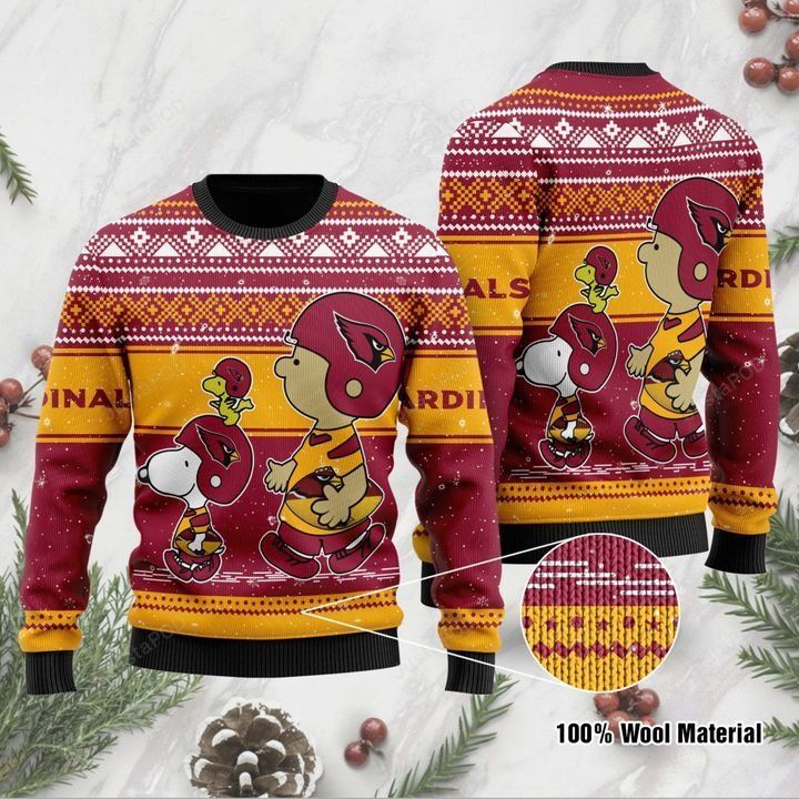 Snoopy And Charlie Brown Arizona Cardinals For Fans Ugly Christmas Sweater Snoopy And Charlie Brown Arizona Cardinals For Fans Ugly Christmas Sweater