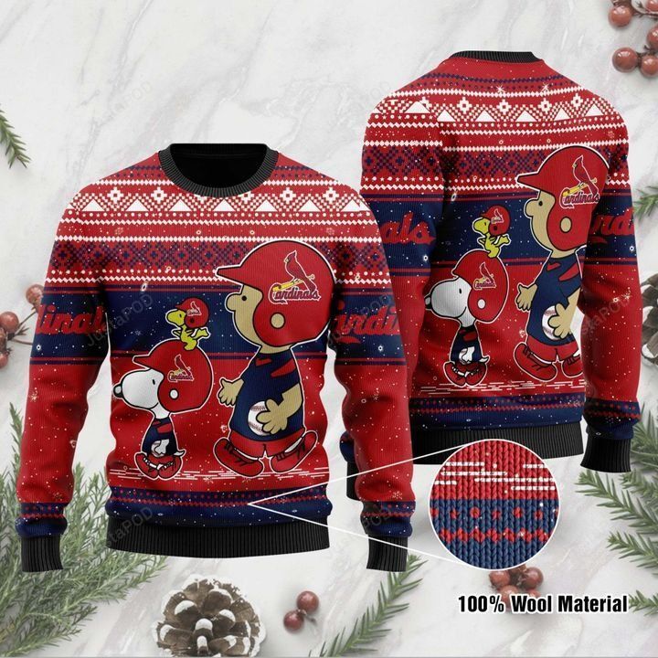 Snoopy And Charlie Brown St Louis Cardinals For Fans Ugly Christmas Sweater Snoopy And Charlie Brown St Louis Cardinals For Fans Ugly Christmas Sweater