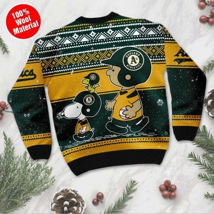 Snoopy And Charlie Oakland Athletics Ugly Christmas Sweater Snoopy And Charlie Oakland Athletics Ugly Christmas Sweater