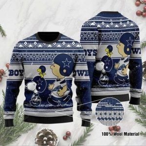 Snoopy Charlie Brown Dallas Cowboys Ugly Christmas Sweater