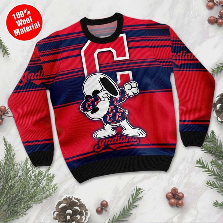 Snoopy Cleveland Indians For Fans Ugly Christmas Sweater Snoopy Cleveland Indians For Fans Ugly Christmas Sweater