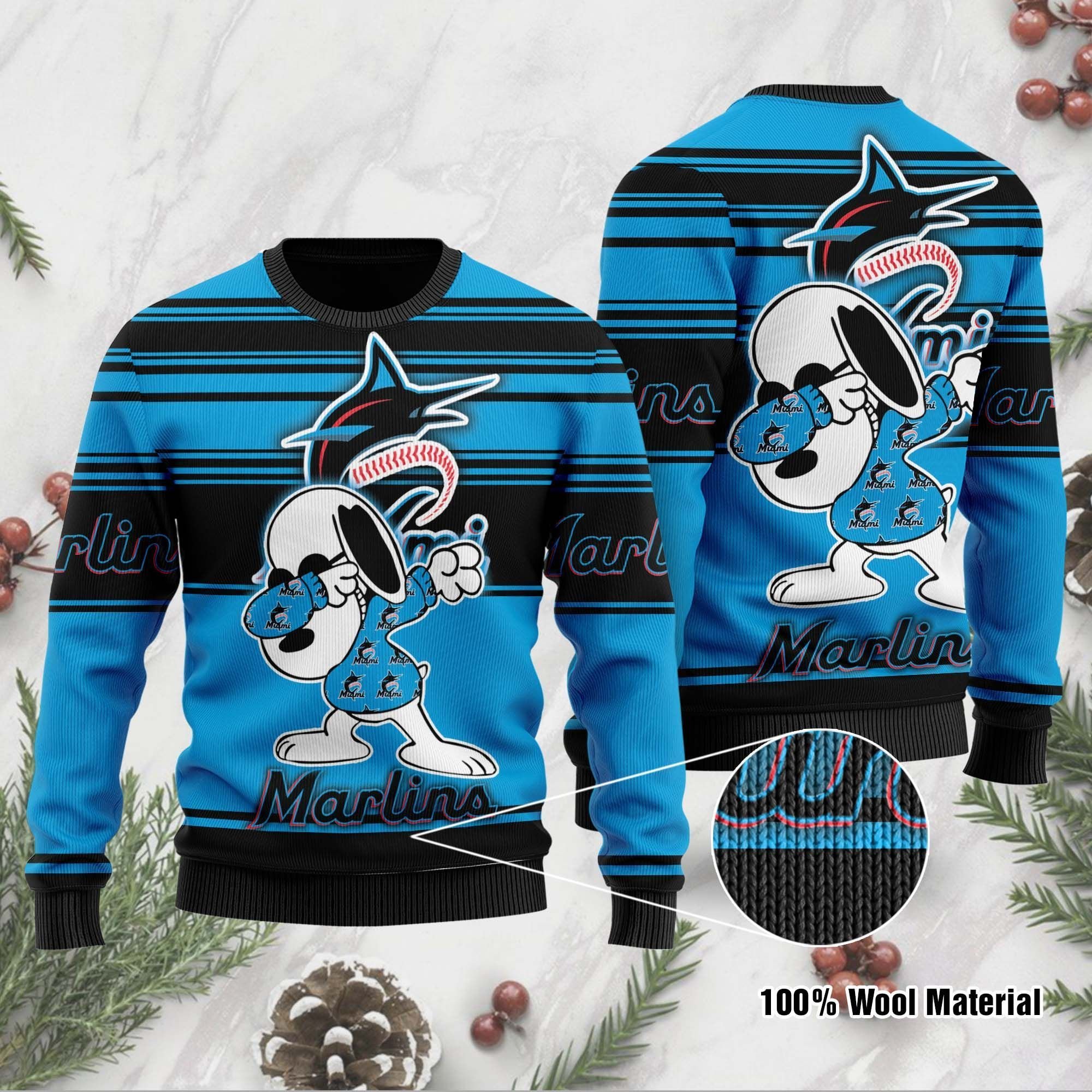 Snoopy Love Miami Marlins For Baseball-MLB FansSweater Ugly Christmas Sweater Snoopy Love Miami Marlins For Baseball-MLB FansSweater Ugly Christmas Sweater