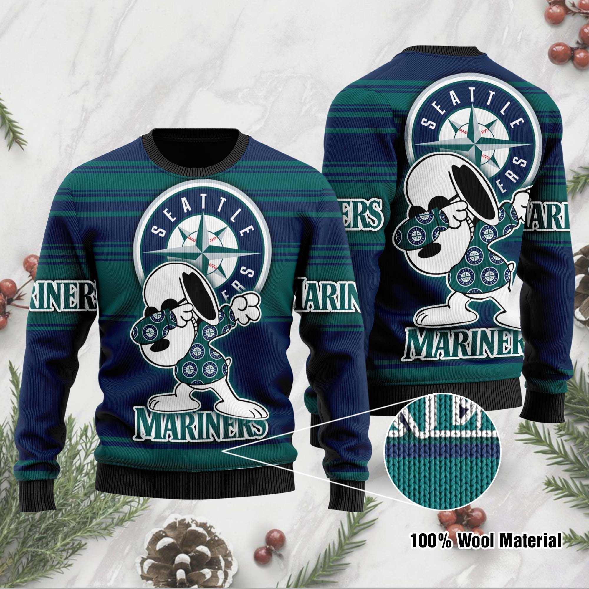 Snoopy Love Seattle Mariners For Baseball-MLB FansSweater Ugly Christmas Sweater Snoopy Love Seattle Mariners For Baseball-MLB FansSweater Ugly Christmas Sweater