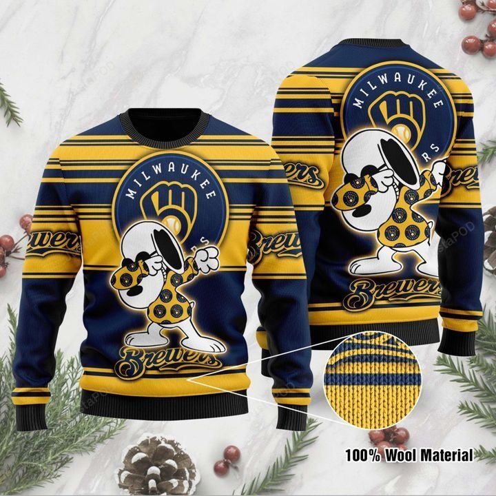 Snoopy Milwaukee Brewers Ugly Christmas Sweater Snoopy Milwaukee Brewers Ugly Christmas Sweater