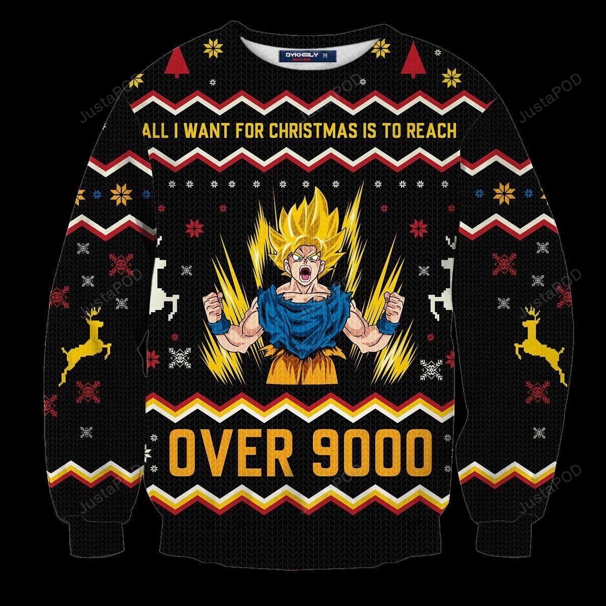 Songoku All I Want For Christmas Is To Reach Over 9000 Ugly Christmas Sweater Songoku All I Want For Christmas Is To Reach Over 9000 Ugly Christmas Sweater