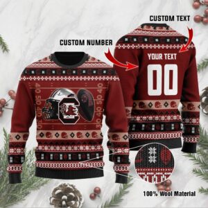 South Carolina Gamecocks Custom Name & Number Personalized Ugly Christmas Sweater