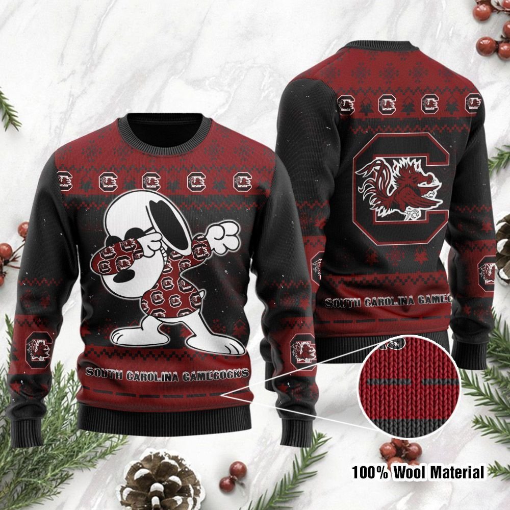 South Carolina Gamecocks Snoopy Dabbing Ugly Christmas Sweater South Carolina Gamecocks Snoopy Dabbing Ugly Christmas Sweater