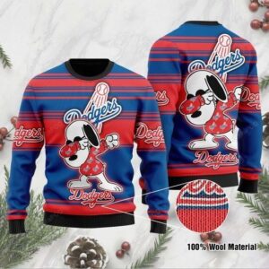Sports Baseball Team Los Angeles Dodgers Dabbing Snoopy Ugly Christmas Sweater