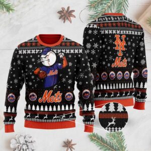 Sports Baseball Team New York Mets With The Mascot Mr. Met Ugly Christmas Sweater