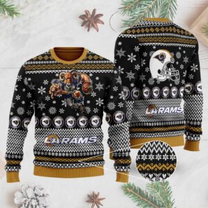 Sports Football Team Los Angeles Rams With Rampage The Mascot For Football Fans Ugly Christmas Sweater