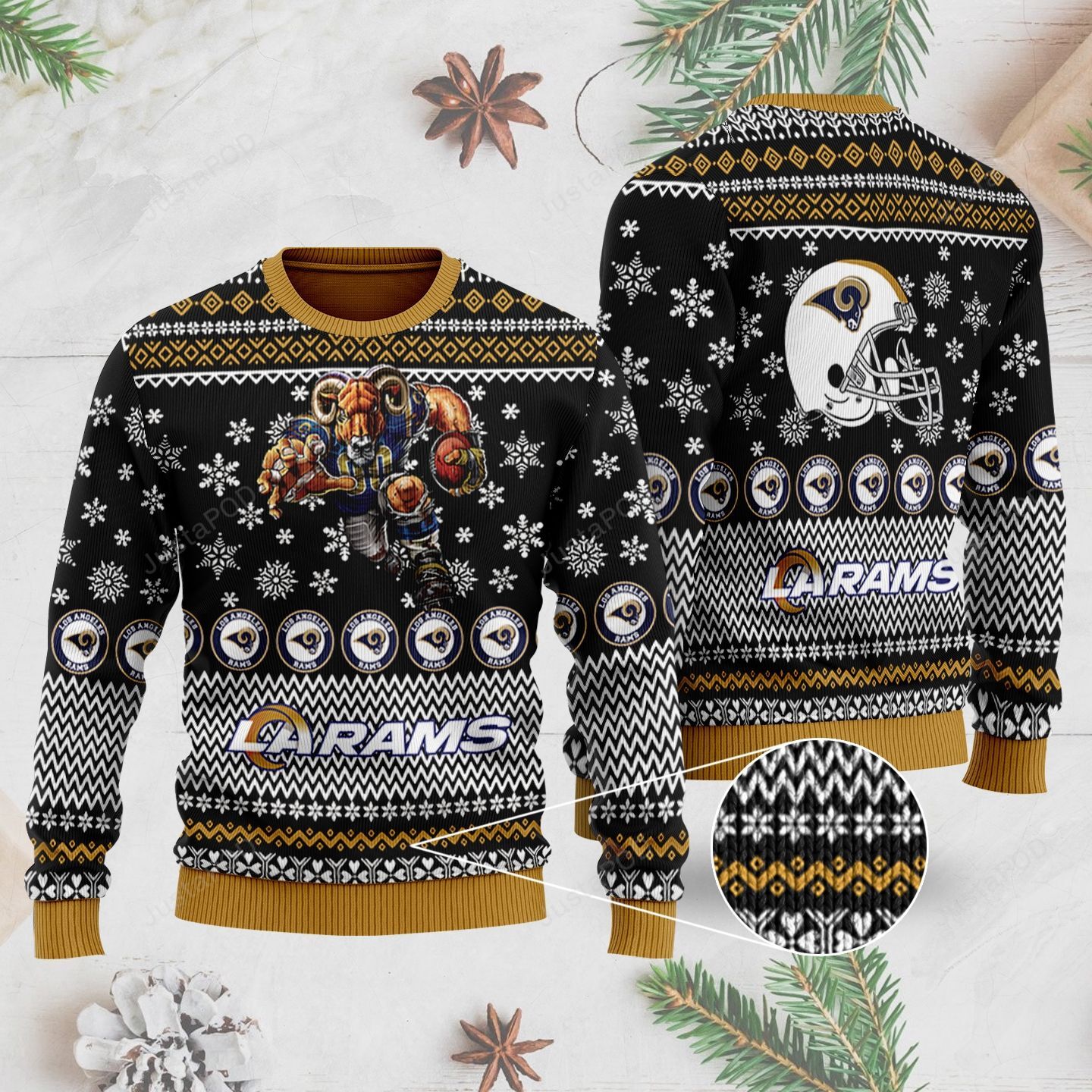 Sports Football Team Los Angeles Rams With Rampage The Mascot For Football Fans Ugly Christmas Sweater Sports Football Team Los Angeles Rams With Rampage The Mascot For Football Fans Ugly Christmas Sweater