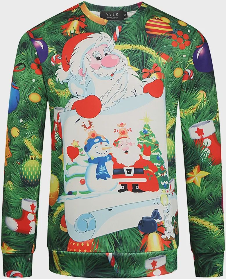 SSLR Family Funny Santa Claus Crewneck Ugly Christmas Sweater SSLR Family Funny Santa Claus Crewneck Ugly Christmas Sweater