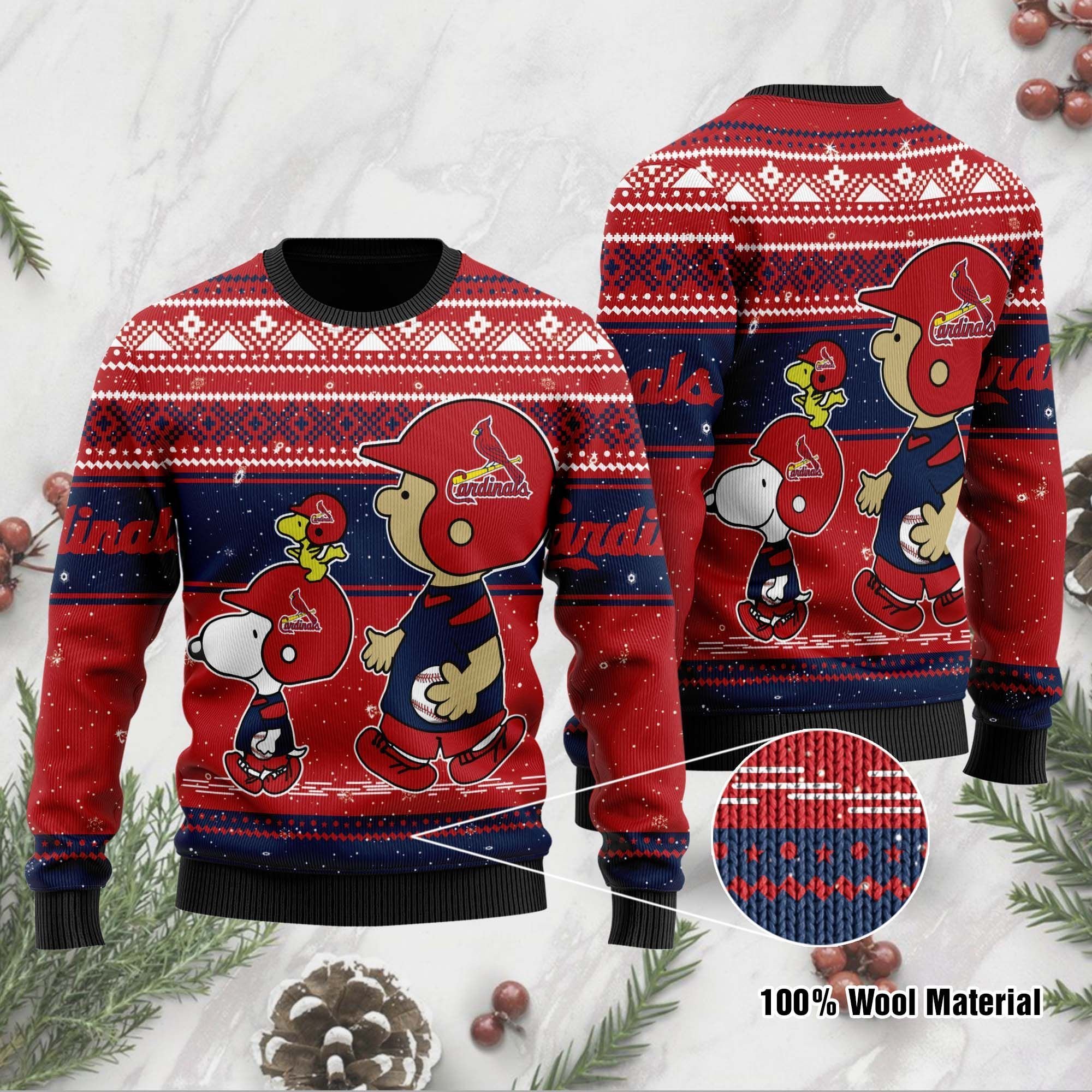 St Louis Cardinals Charlie Brown Snoopy Wear Football Jersey Ugly Christmas Sweater St Louis Cardinals Charlie Brown Snoopy Wear Football Jersey Ugly Christmas Sweater