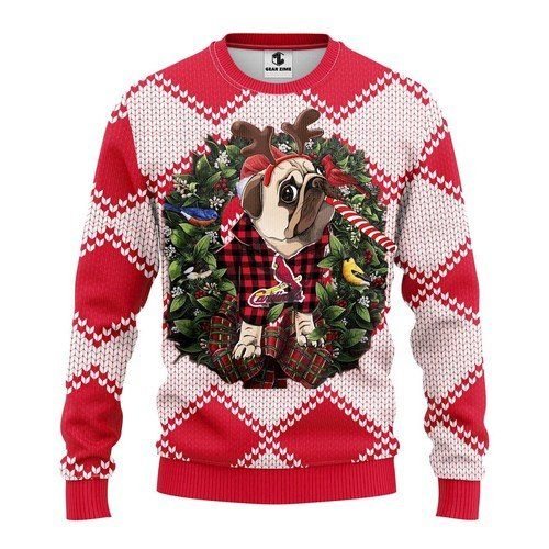 St. Louis Cardinals Pug Dog For Unisex Ugly Christmas Sweater St. Louis Cardinals Pug Dog For Unisex Ugly Christmas Sweater
