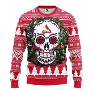 St. Louis Cardinals Skull Flower For Unisex Ugly Christmas Sweater