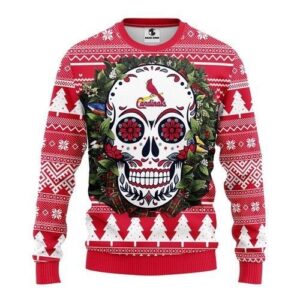 St. Louis Cardinals Skull Flower Ugly Christmas Sweater