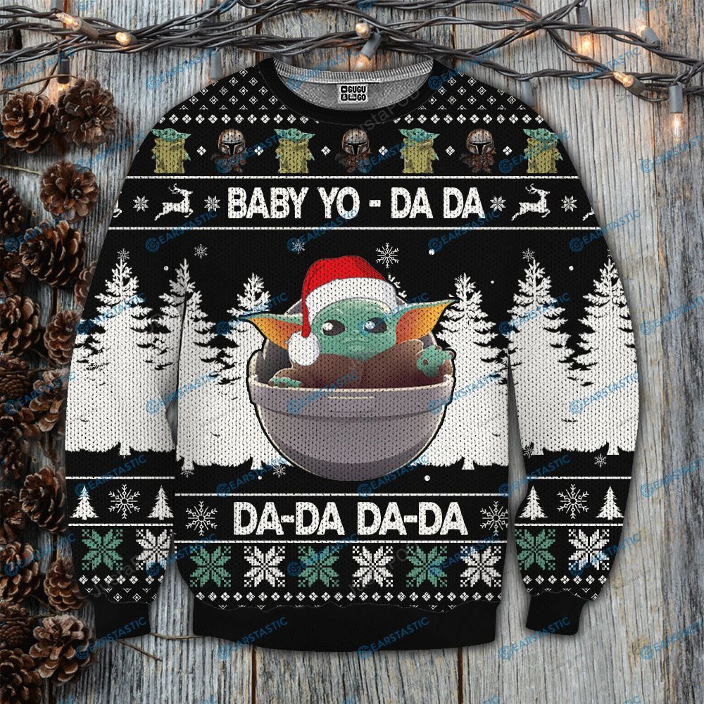 Star Wars Baby Yoda Da Da Da Ugly Christmas Sweater Star Wars Baby Yoda Da Da Da Ugly Christmas Sweater