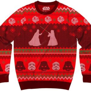 Star Wars Death Star Saber Showdown Adult Red Ugly Christmas Sweater