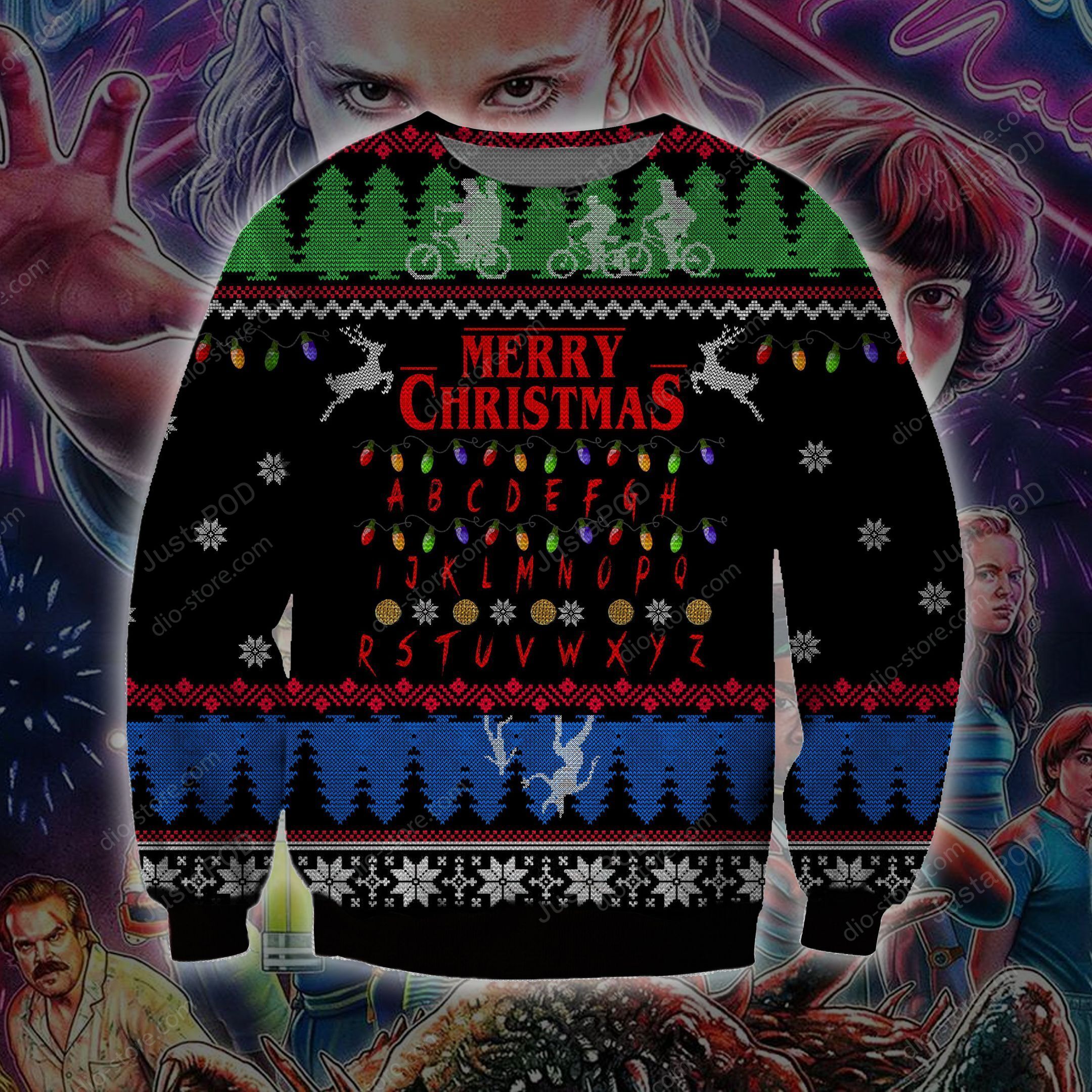 Stranger Things Knitting Pattern 3d Print Ugly Christmas Sweater Stranger Things Knitting Pattern 3d Print Ugly Christmas Sweater