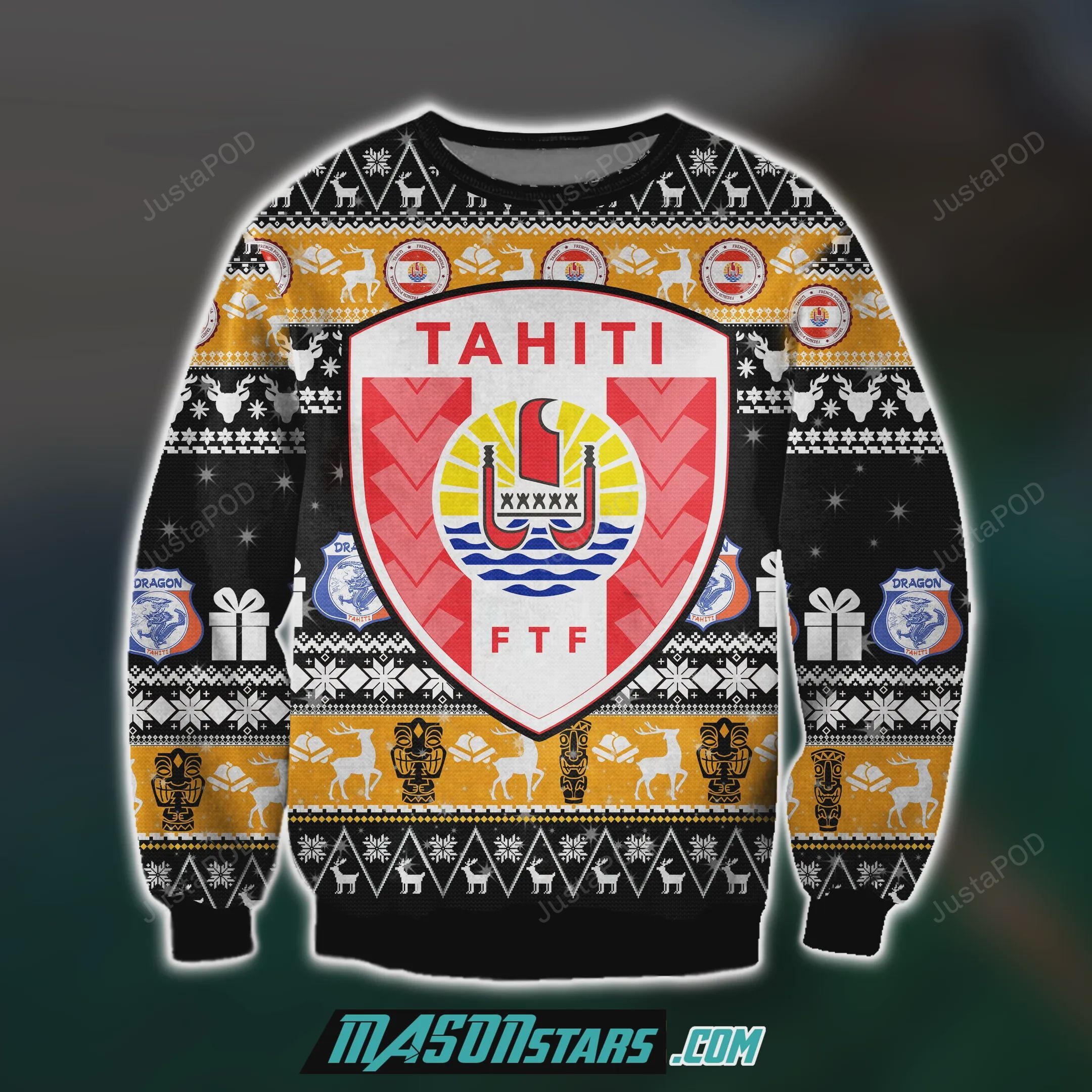 Tahiti 3D Print Knitting Pattern Ugly Christmas Sweater Tahiti 3D Print Knitting Pattern Ugly Christmas Sweater